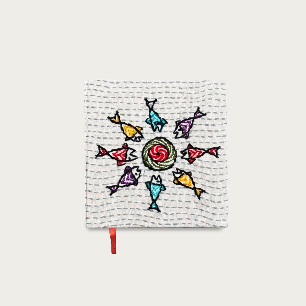 Nakshi Notebook Fish Circle White Medium 