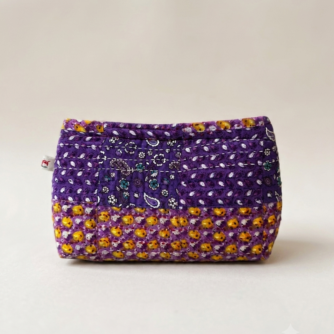 Patchwork Pouch Bag (Purple-Yellow) 