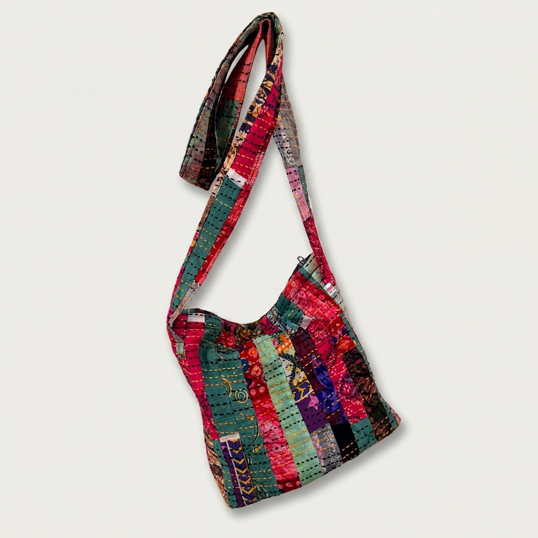 Patchwork Shoulder Bag (Red-Green)