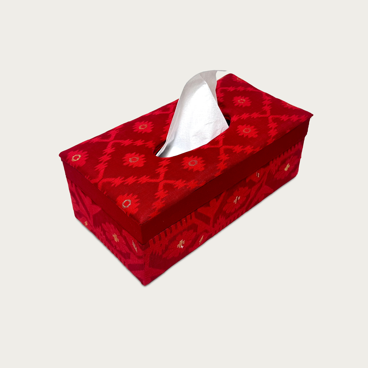 Jamdani Tissue Box (Red) 