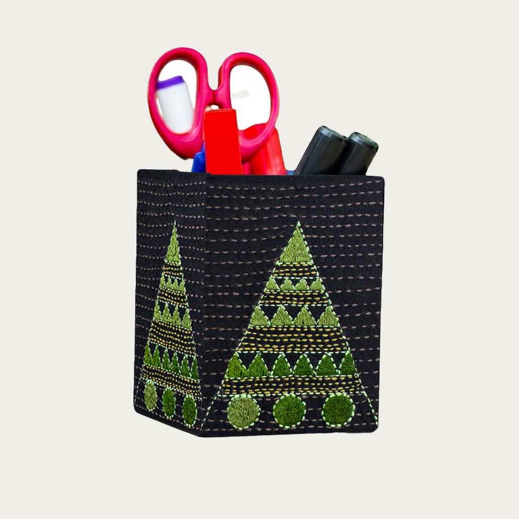 Nakshi Pen Holder Black-Green 