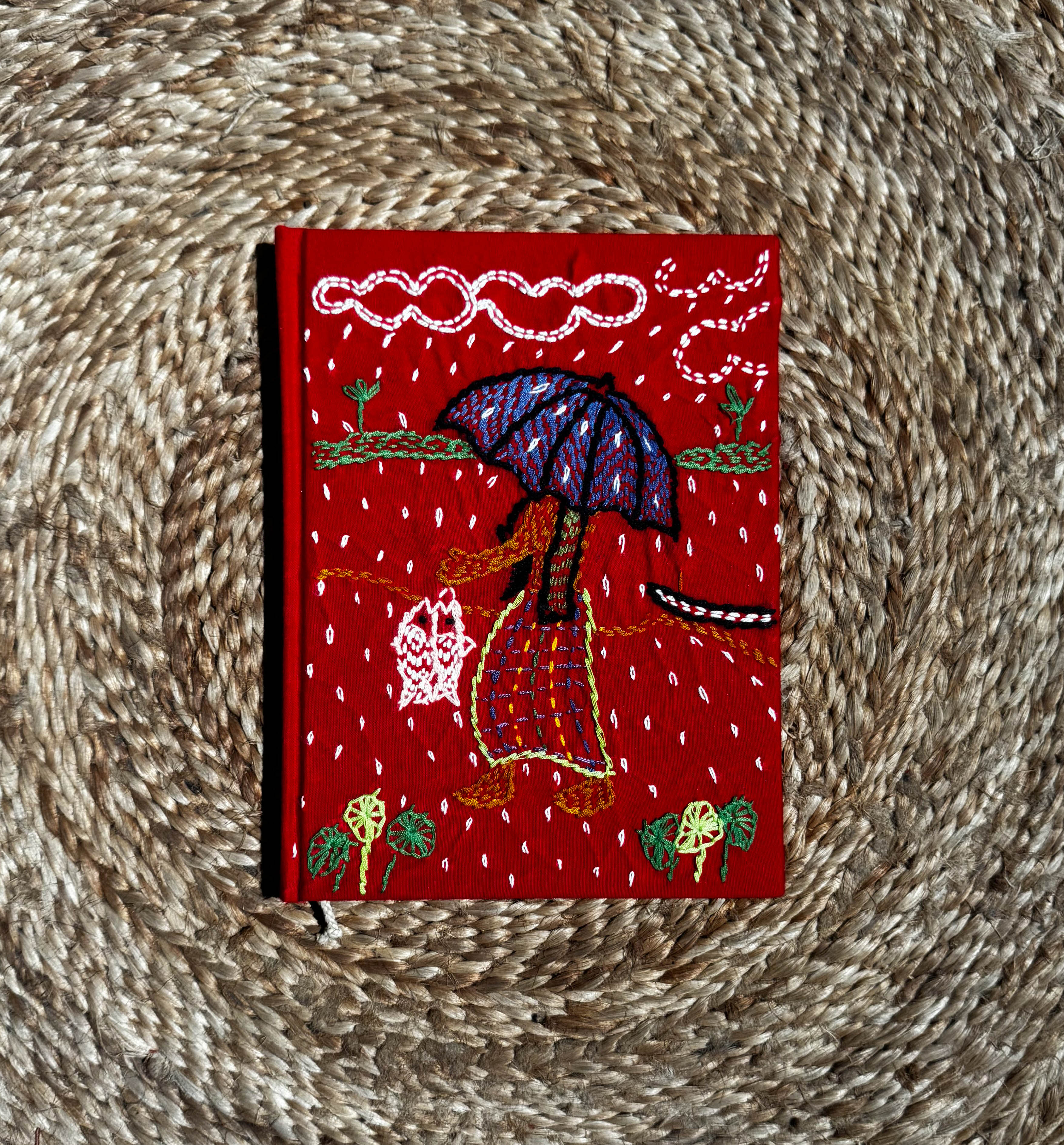Red nakshi notebook with ilsheguri stitch cover