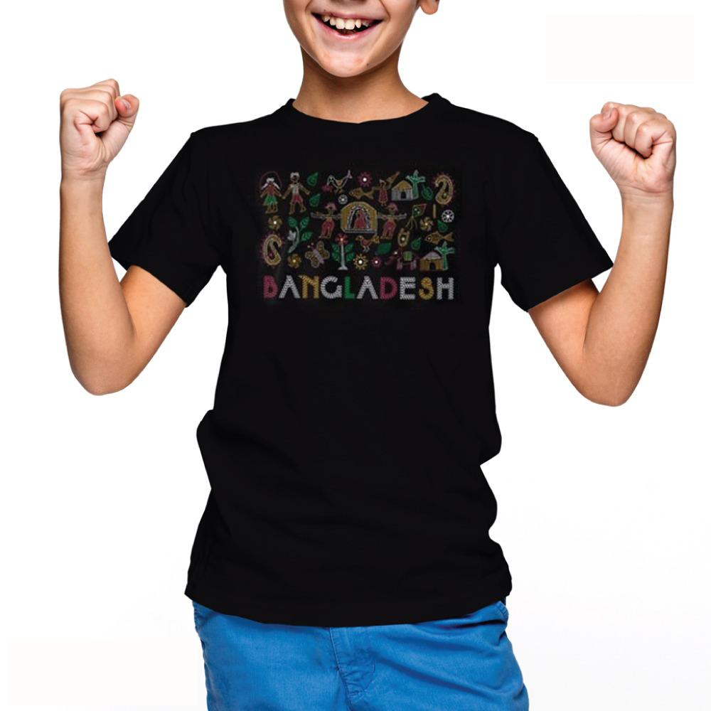Printed Tshirt Banglar Mela Black (Kids)